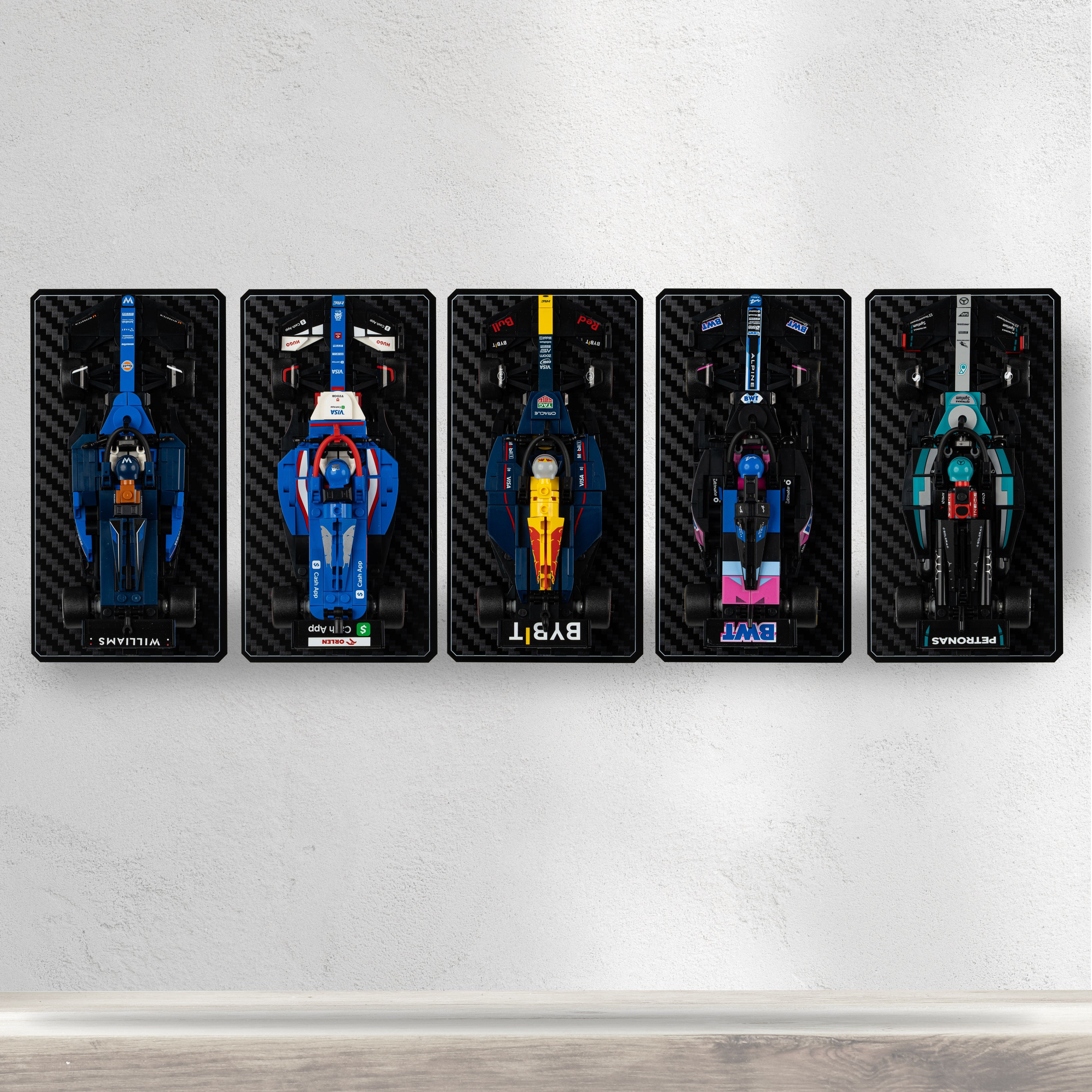 Wall Mountable Display Stand for LEGO® Speed Champions: Formula 1 Range