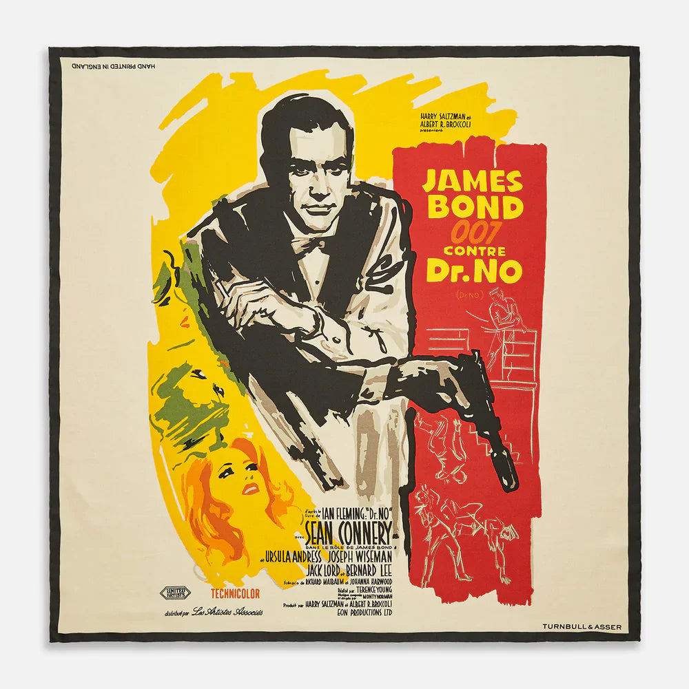 James Bond Dr. No Poster Silk Pocket Square - By Turnbull & Asser
