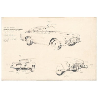 James Bond Ken Adam Aston Martin DB5 Art Print - Goldfinger Numbered Edition (Unframed)