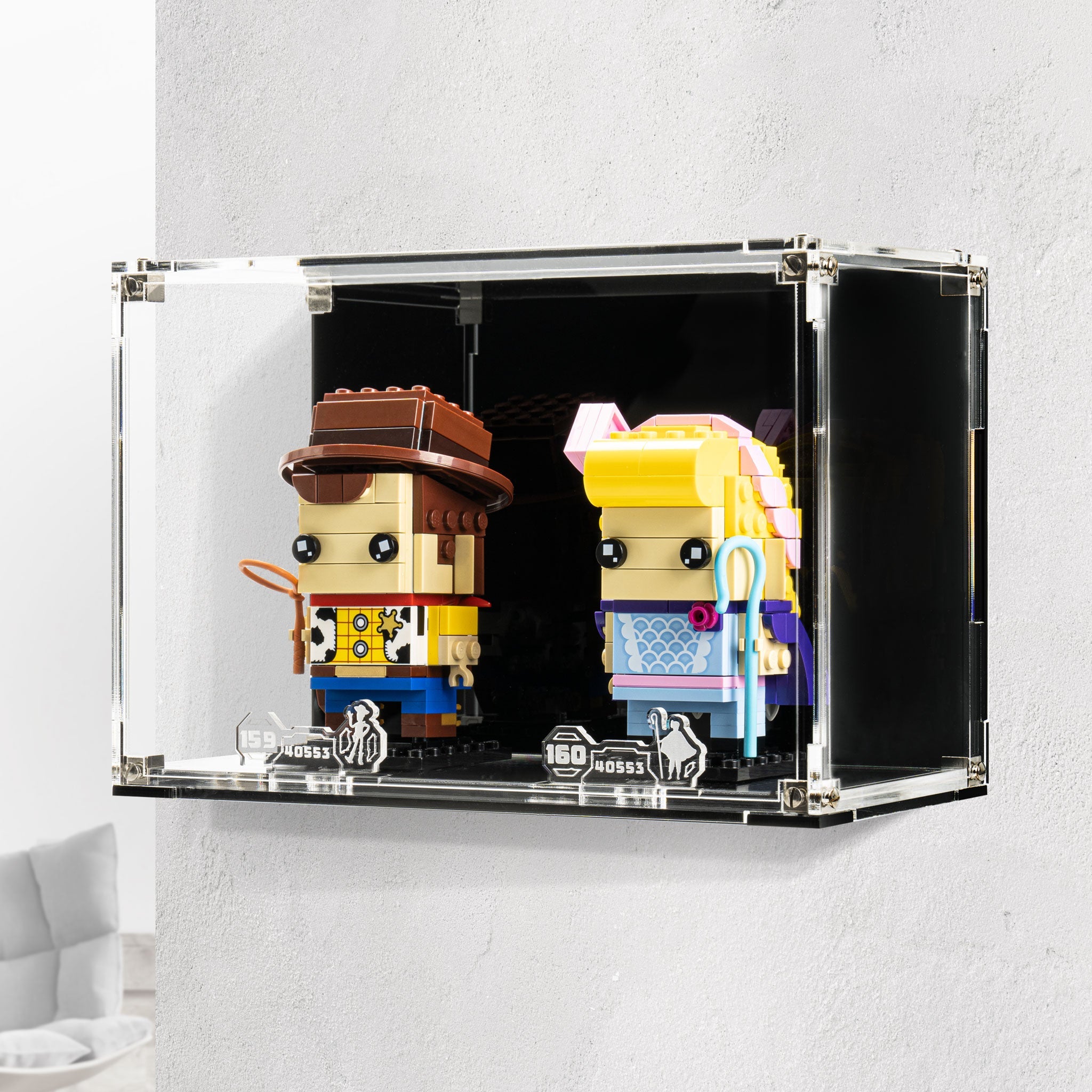 Wall Mounted Display Case for LEGO® Brickheadz Woody & Bo Peep (40553)