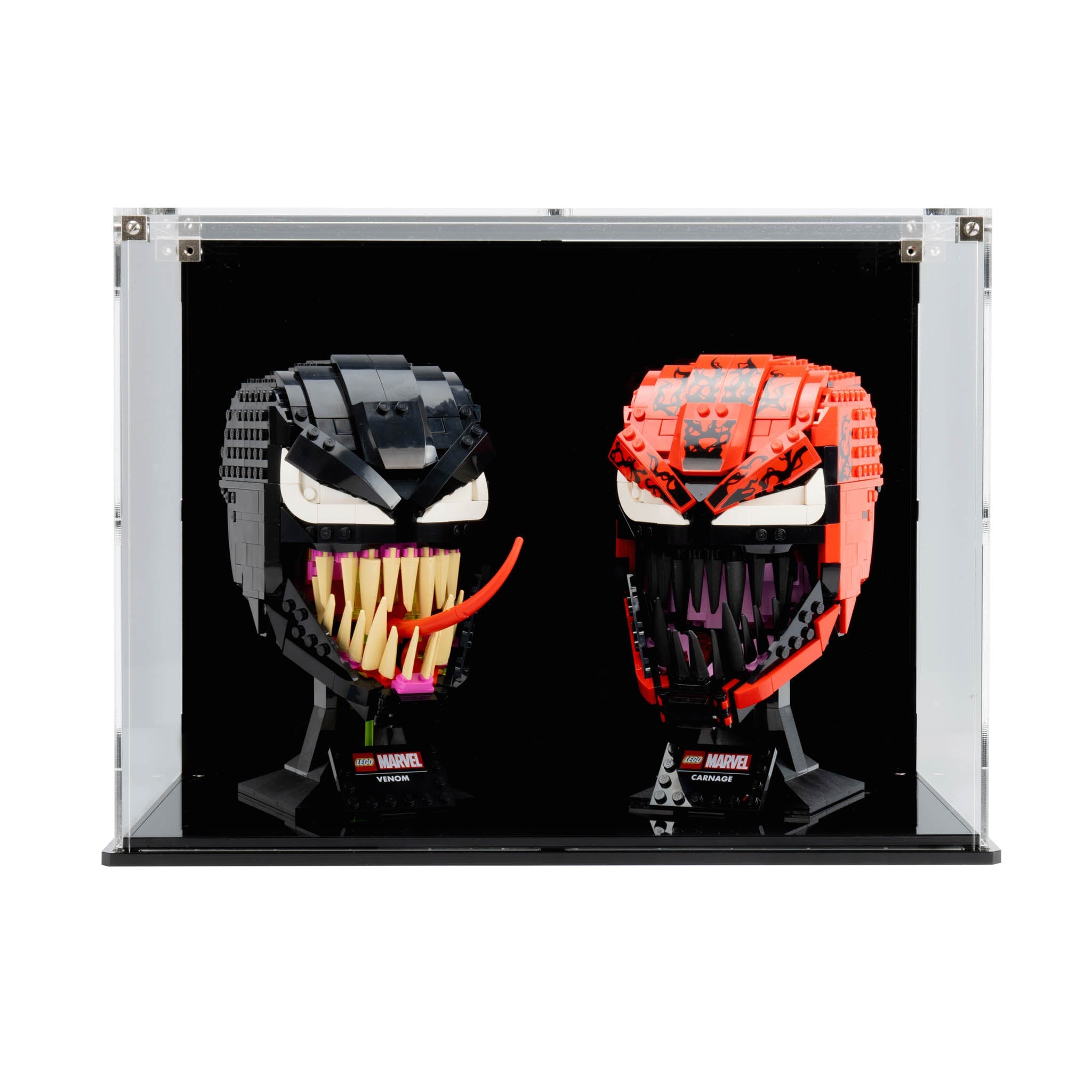 Dual Display Case for LEGO® Marvel Helmets: Spider-Man Venom (76187) & Carnage (76199)