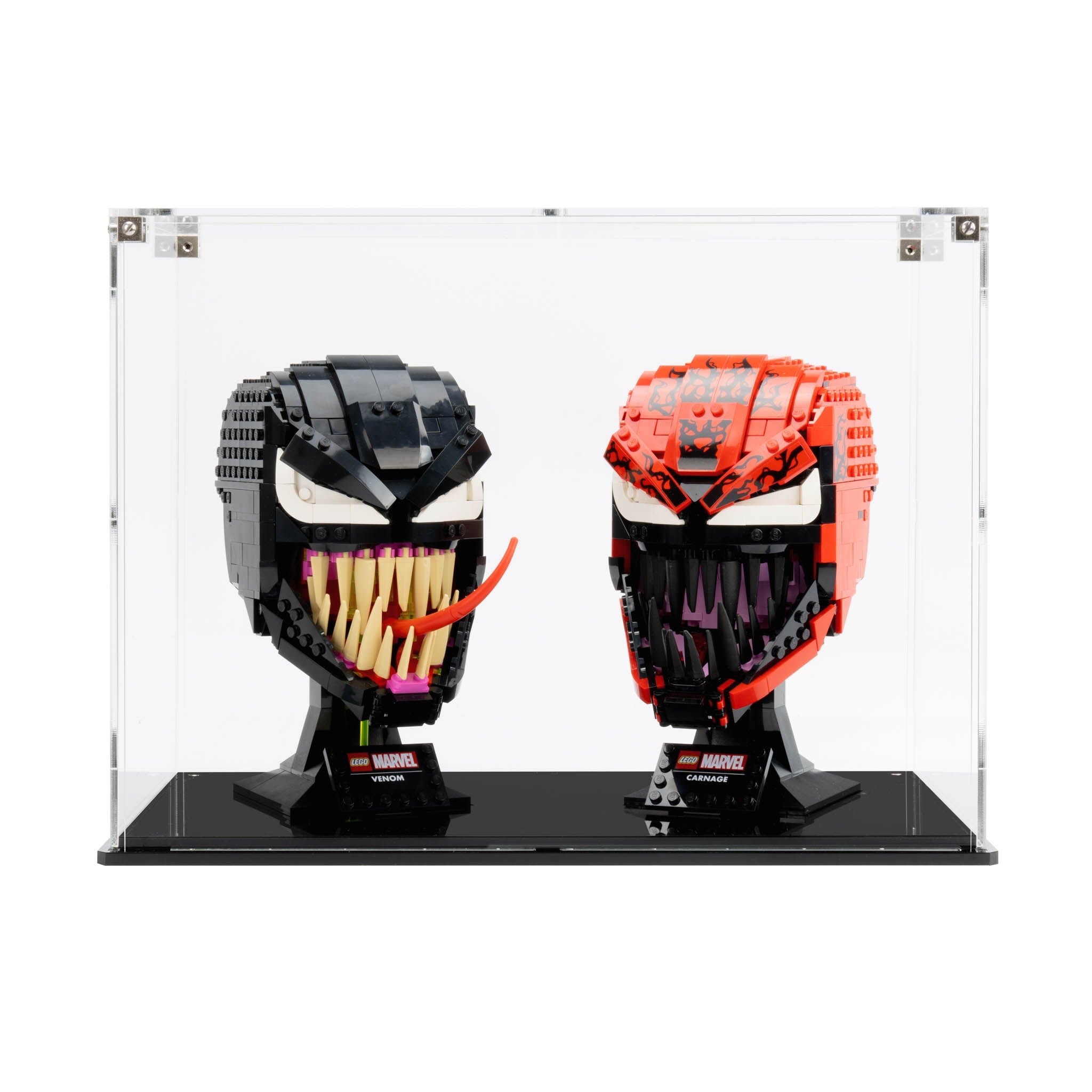 Dual Display Case for LEGO® Marvel Helmets: Spider-Man Venom (76187) & Carnage (76199)