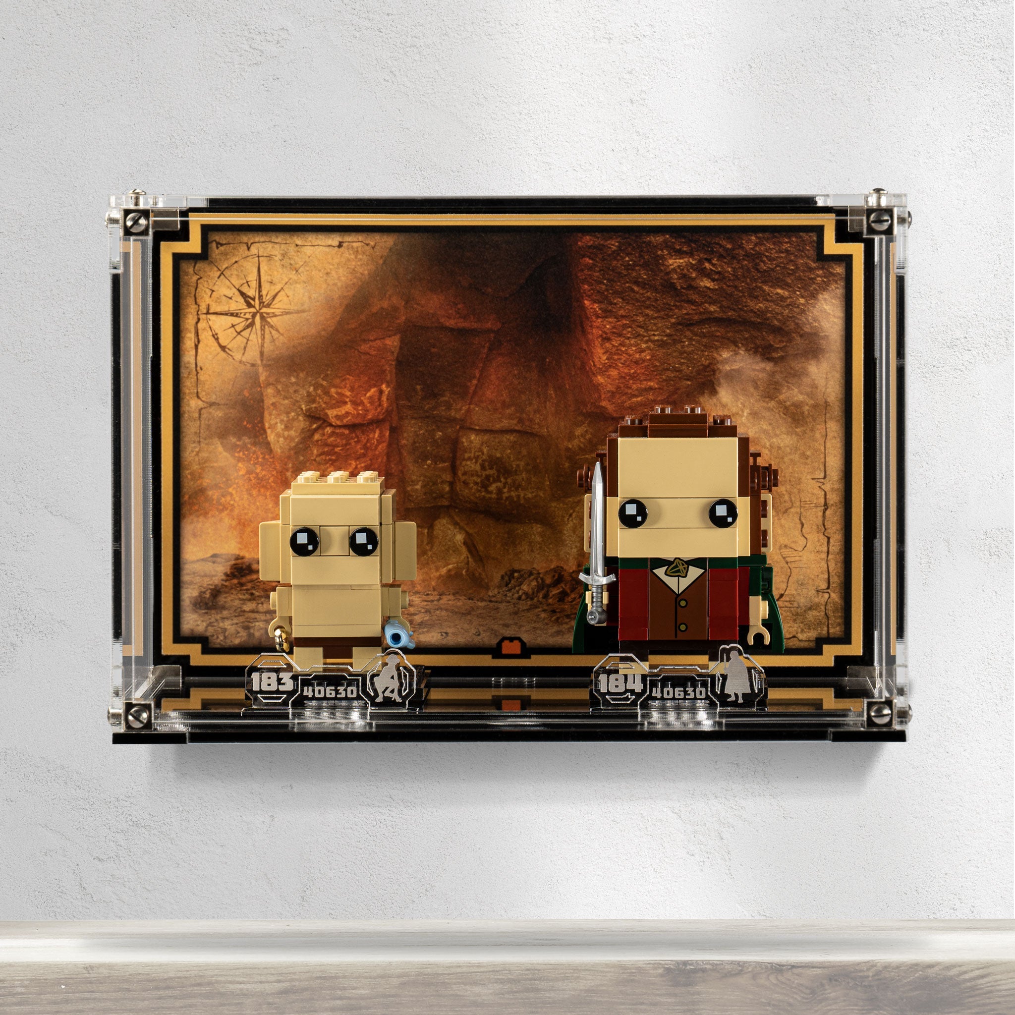 Wall mounted Display Case for LEGO® Brickheadz: Frodo™ & Gollum™ (40630)