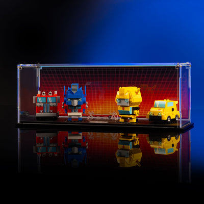 Limited Edition Duo Display Case for LEGO® BrickHeadz Optimus Prime Robot & Vehicle (40803) & Bumblebee Robot & Vehicle (40804)