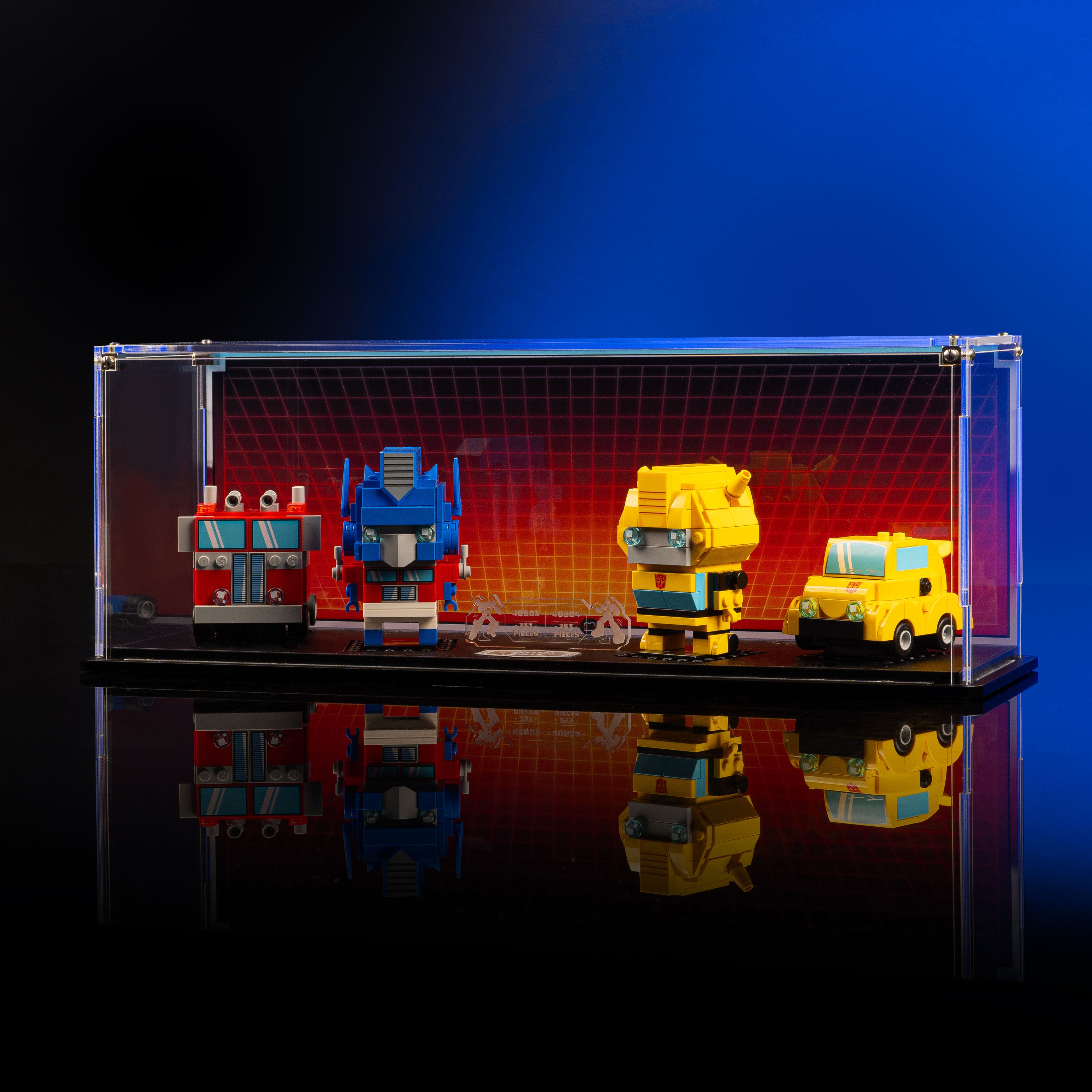 Limited Edition Duo Display Case for LEGO® BrickHeadz Optimus Prime Robot & Vehicle (40803) & Bumblebee Robot & Vehicle (40804)