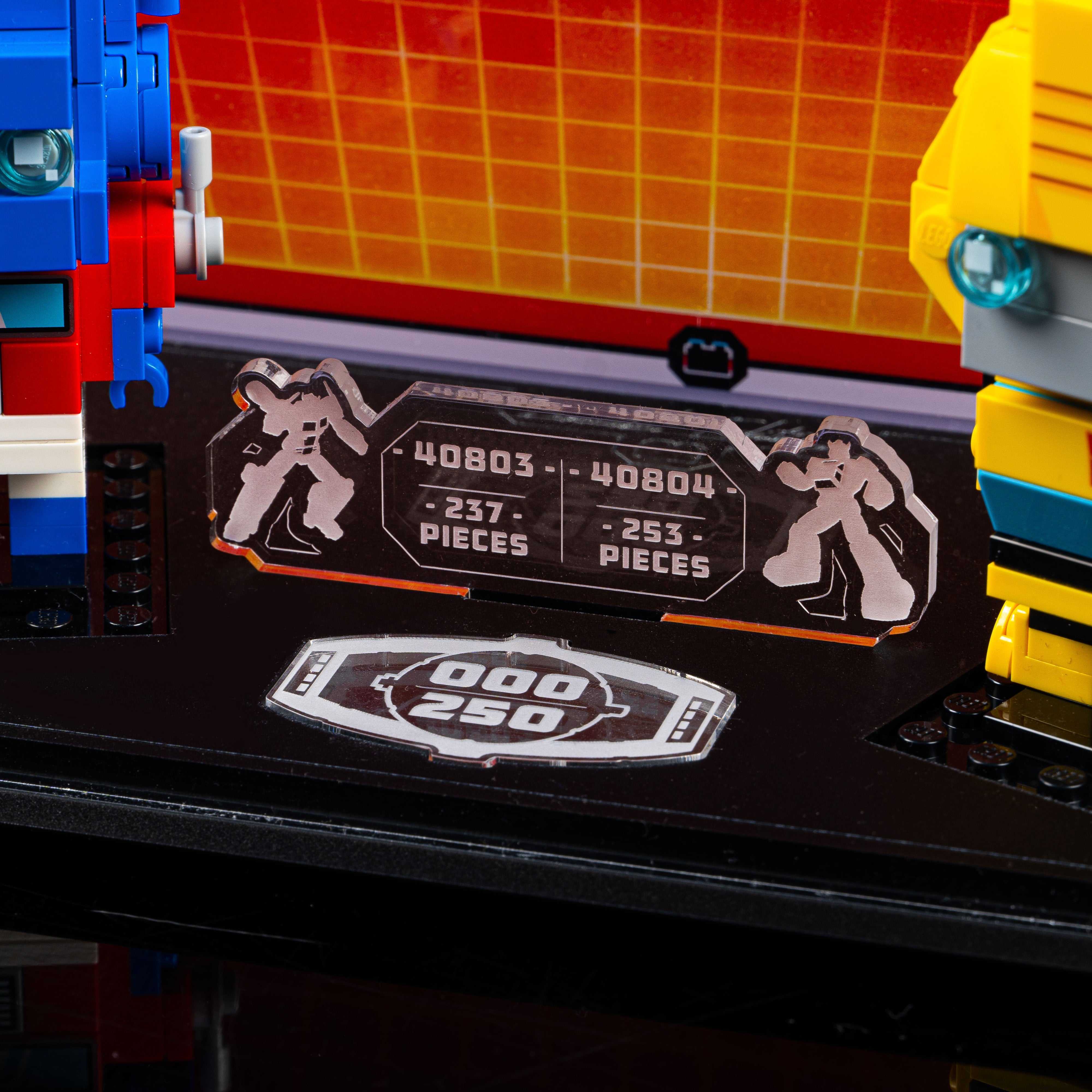 Limited Edition Duo Display Case for LEGO® BrickHeadz Optimus Prime Robot & Vehicle (40803) & Bumblebee Robot & Vehicle (40804)