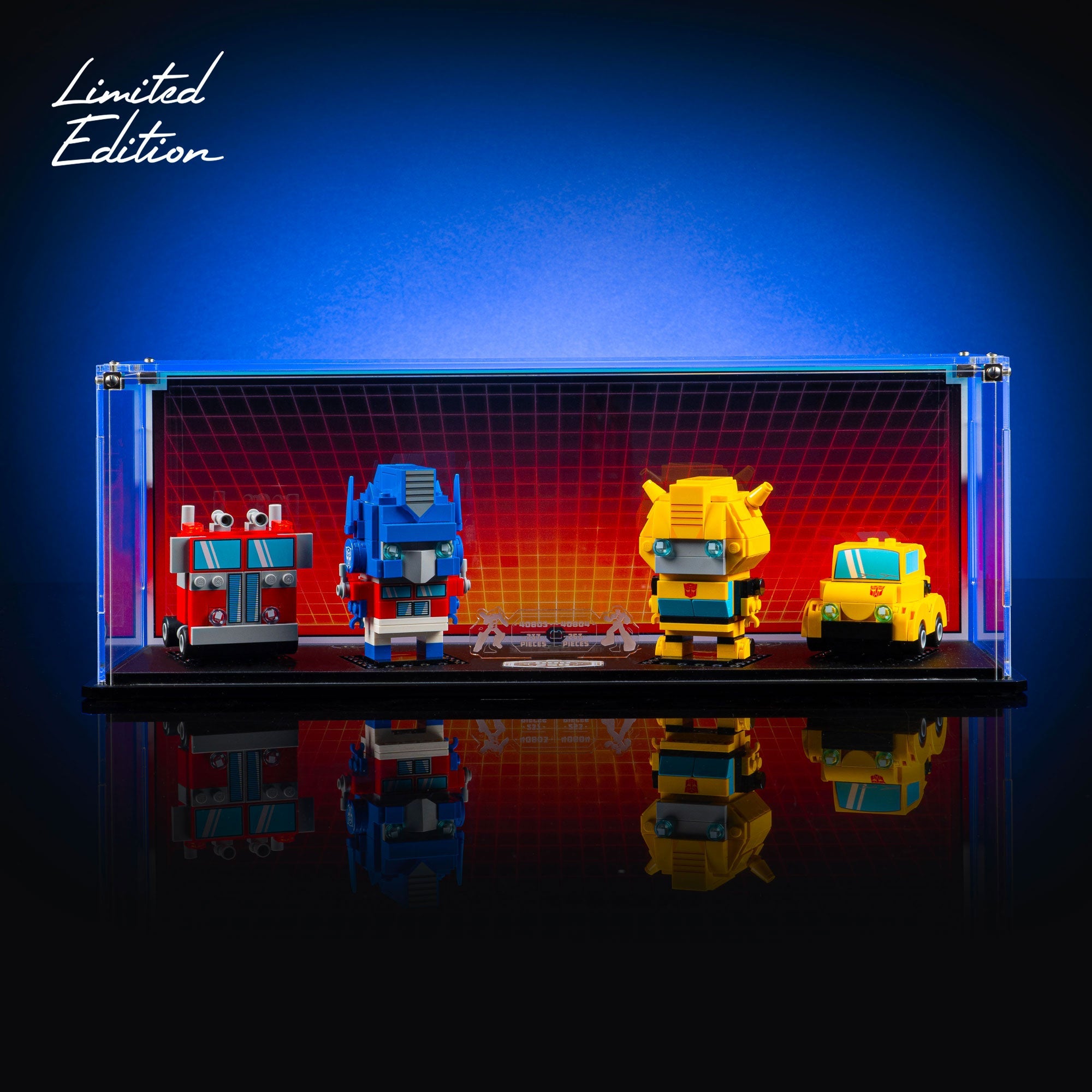 Limited Edition Duo Display Case for LEGO® BrickHeadz Optimus Prime Robot & Vehicle (40803) & Bumblebee Robot & Vehicle (40804)