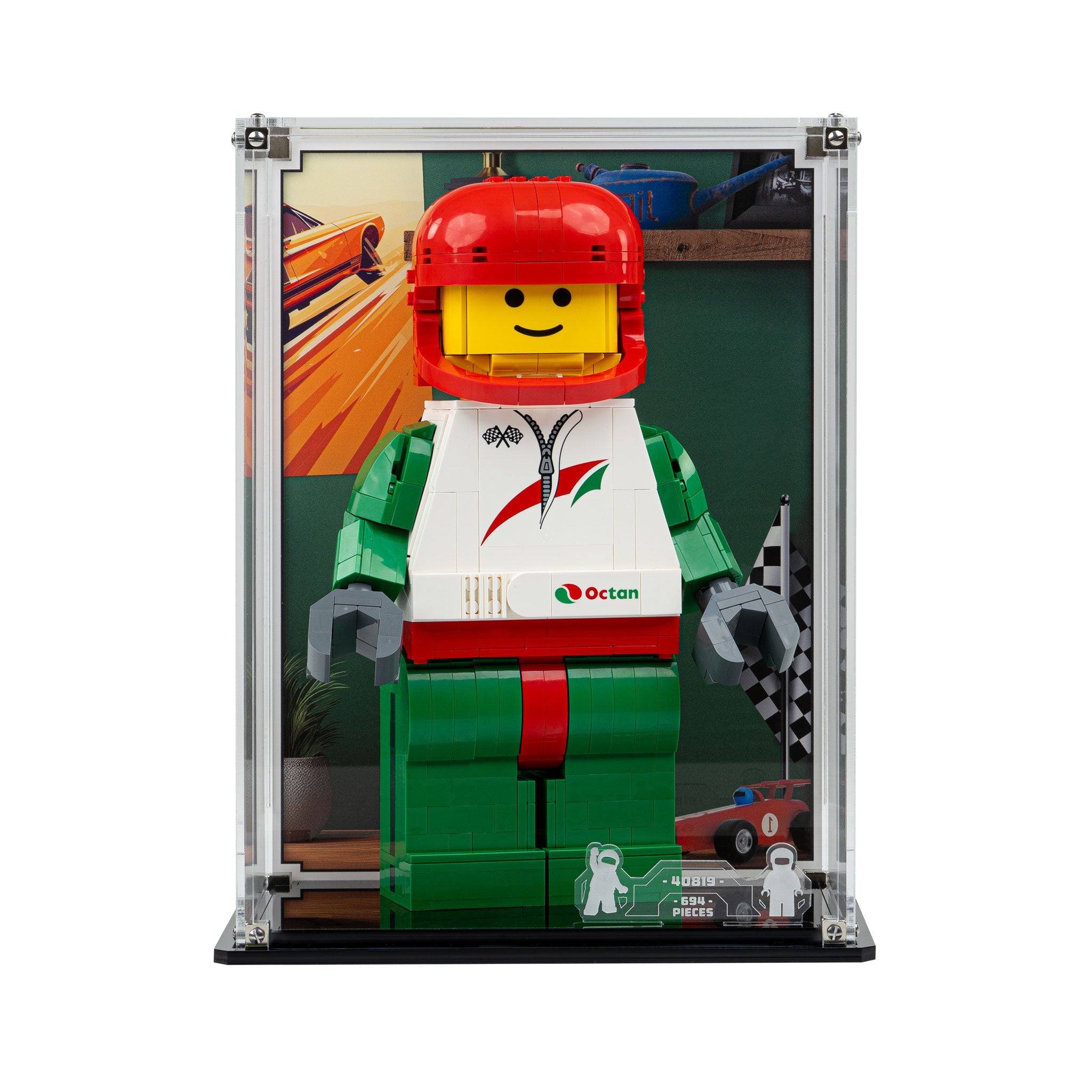 Display Case for LEGO® Up-Scaled Racing Driver Minifigure (40819)