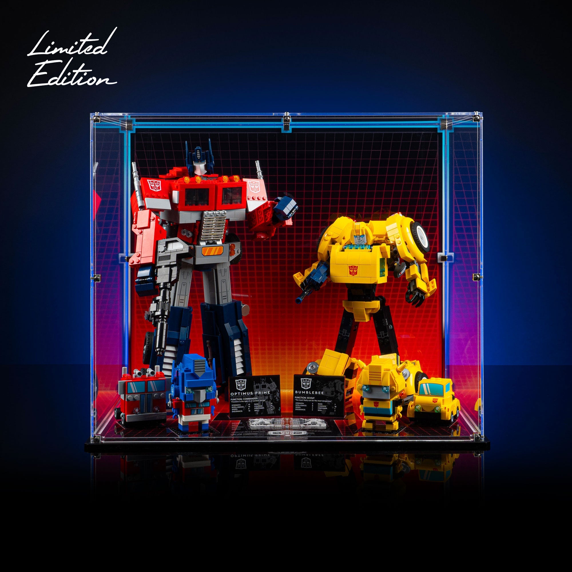 Limited Edition Display Case for LEGO® BrickHeadz / Icons Optimus Prime & Bumblebee (10338, 10302, 40804, 40803)