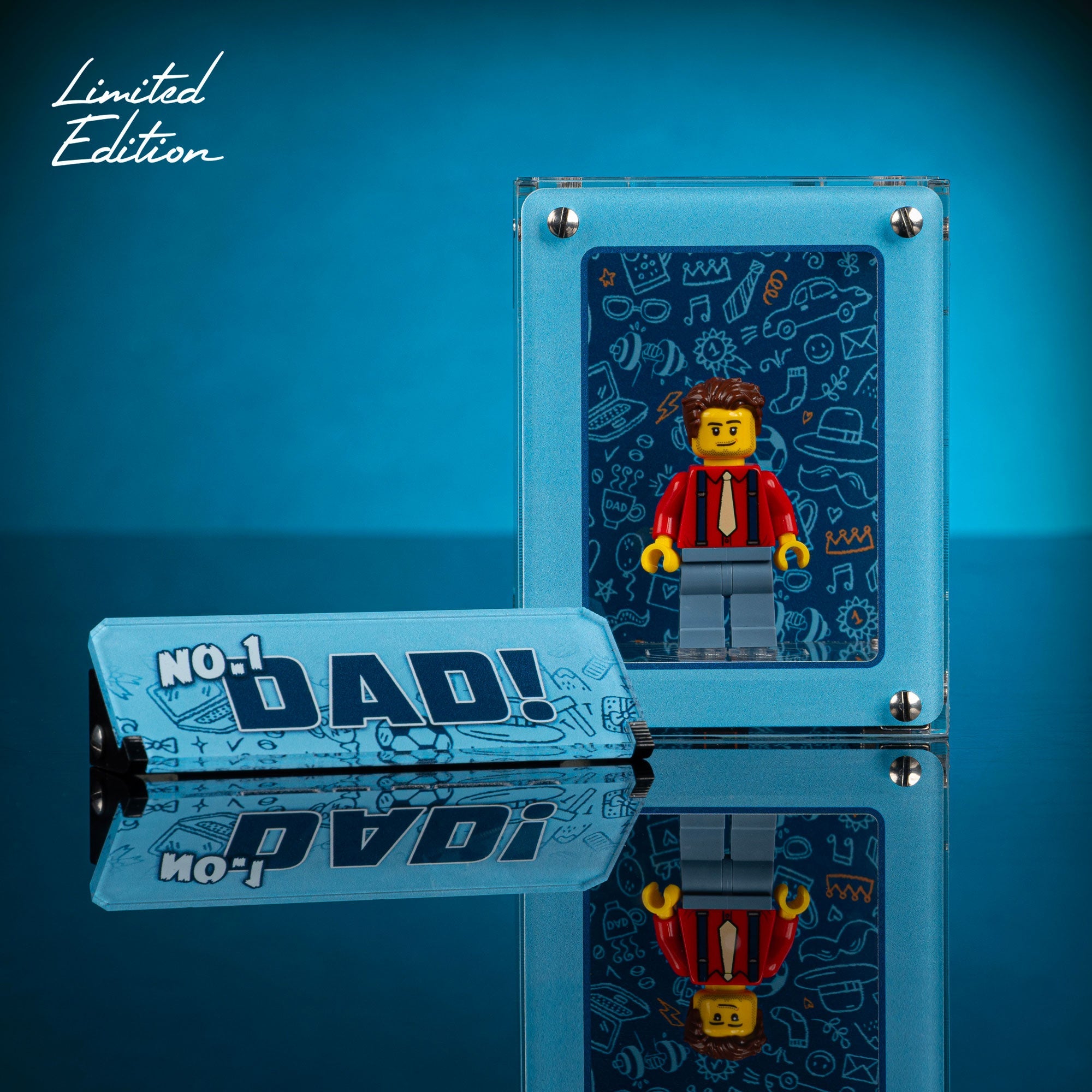 Limited Edition Father's Day Display Case for LEGO® Minifigure with Plaque