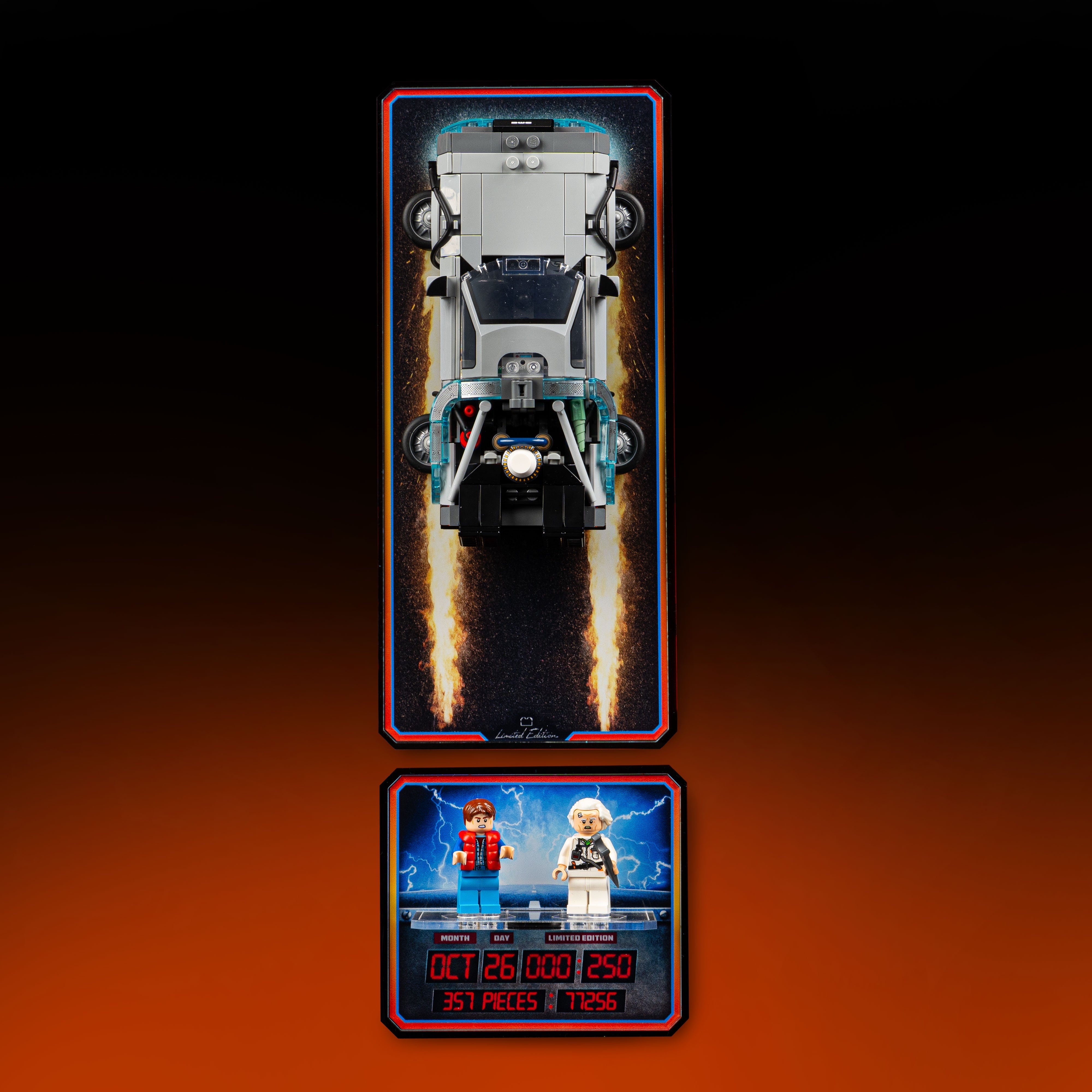 Limited Edition Wall Mounted Display Stand for LEGO® Speed Champions: Time Machine from Back to the Future (77256)