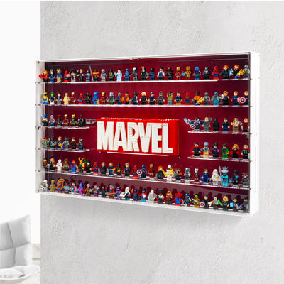 Wall Mounted Display Case for LEGO® Marvel: Brick-Built Marvel Logo & 124 Minifigures (76313)