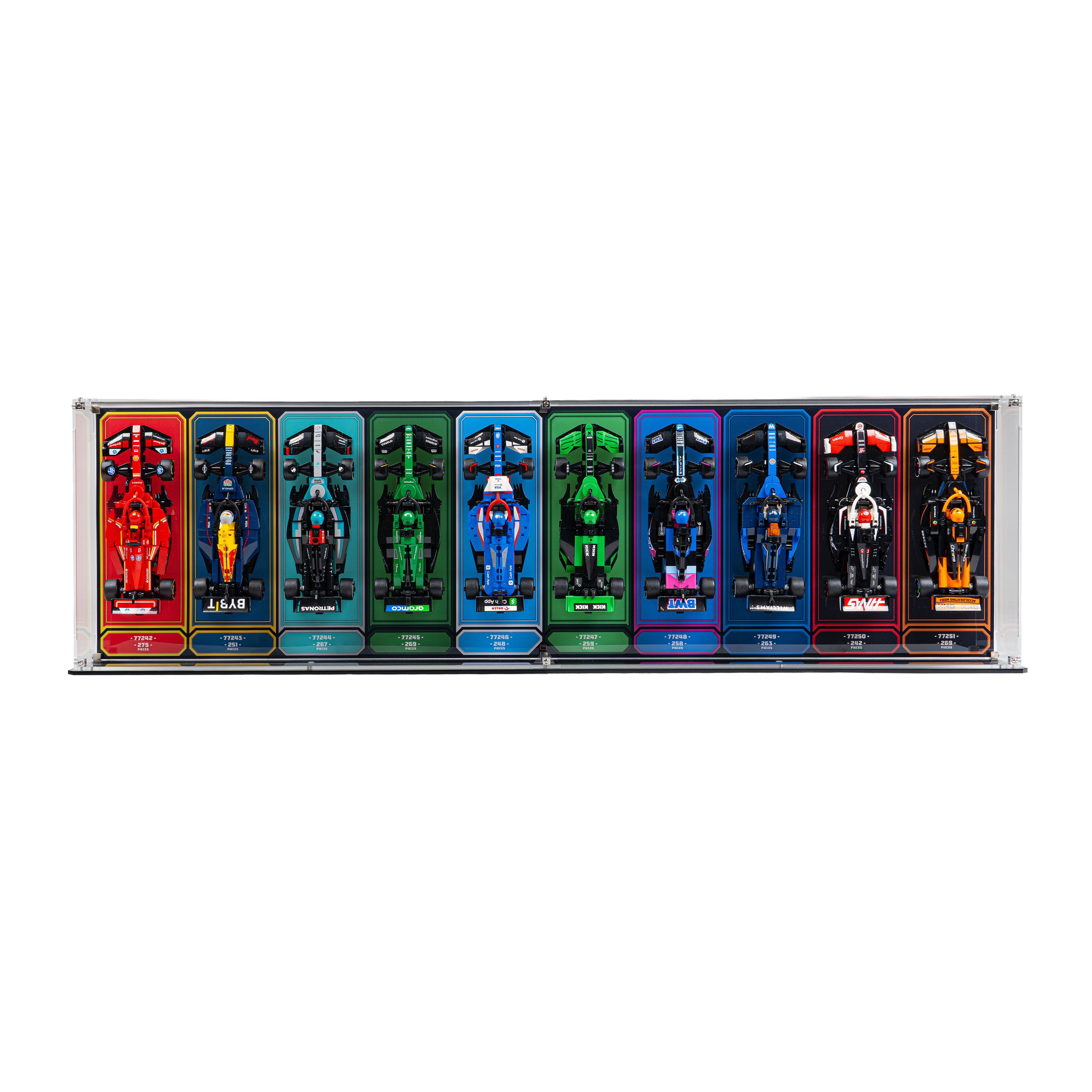 Wall Mountable Display Case for 10 x LEGO® Speed Champions: Formula 1 Range