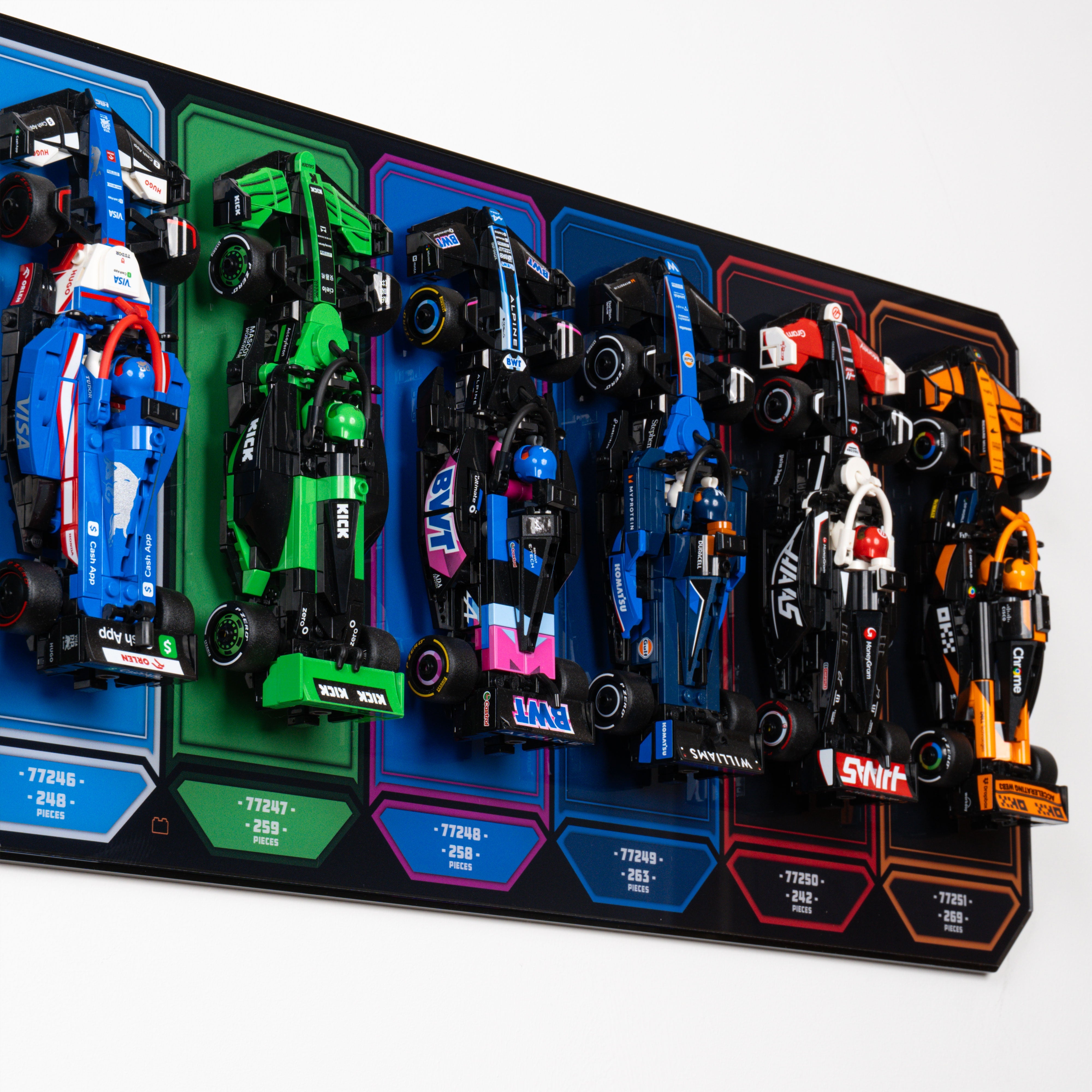 Wall Mountable Display Stand for 10 x LEGO® Speed Champions: Formula 1 Range