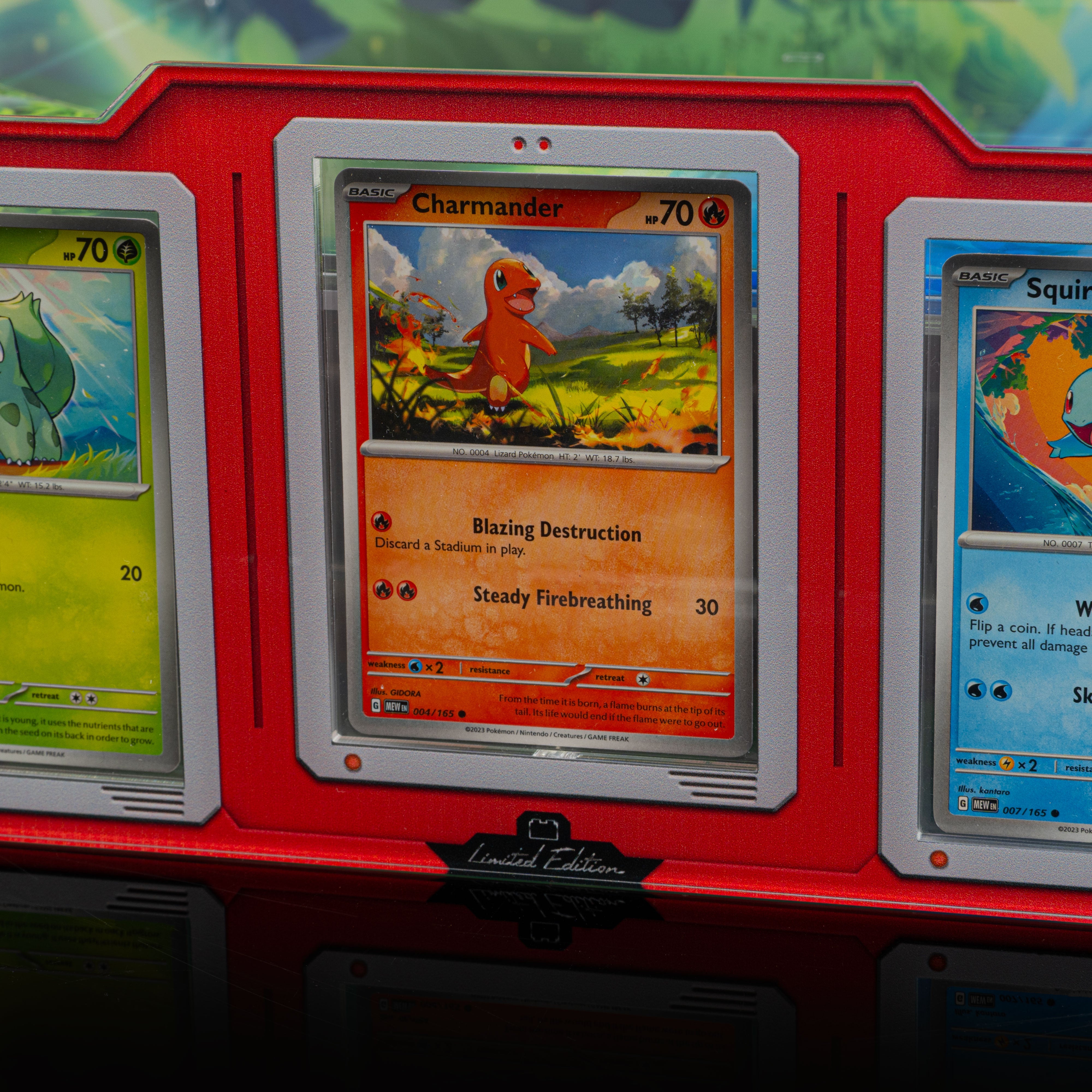 Limited Edition Display Case for LEGO® Pokémon™: Venusaur, Charizard and Blastoise (72153) with Trading Card Display
