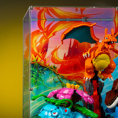Limited Edition Display Case for LEGO® Pokémon™: Venusaur, Charizard and Blastoise (72153) with Trading Card Display