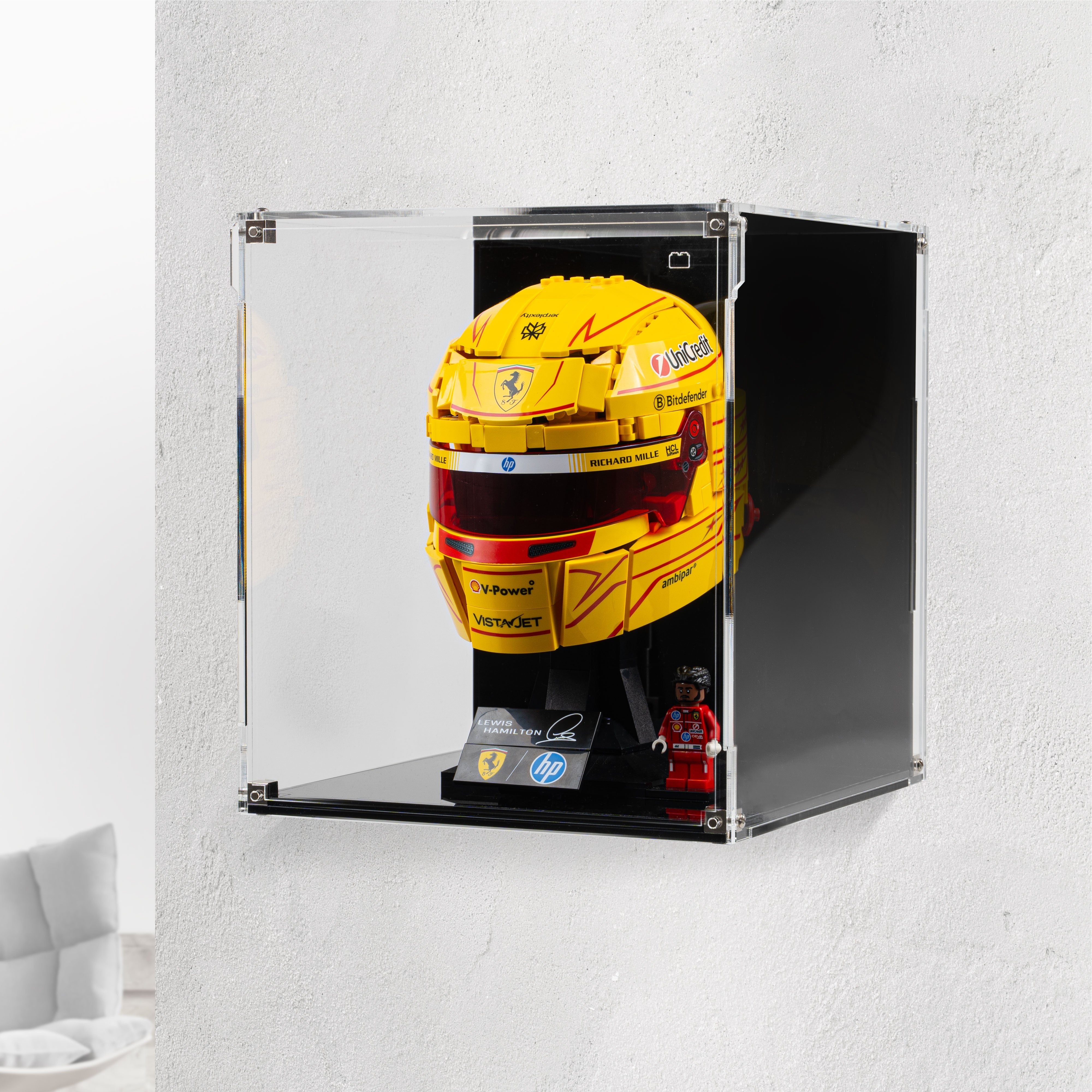 Wall Mountable Display Case for LEGO® Editions: Scuderia Ferrari HP Lewis Hamilton Helmet (43022)