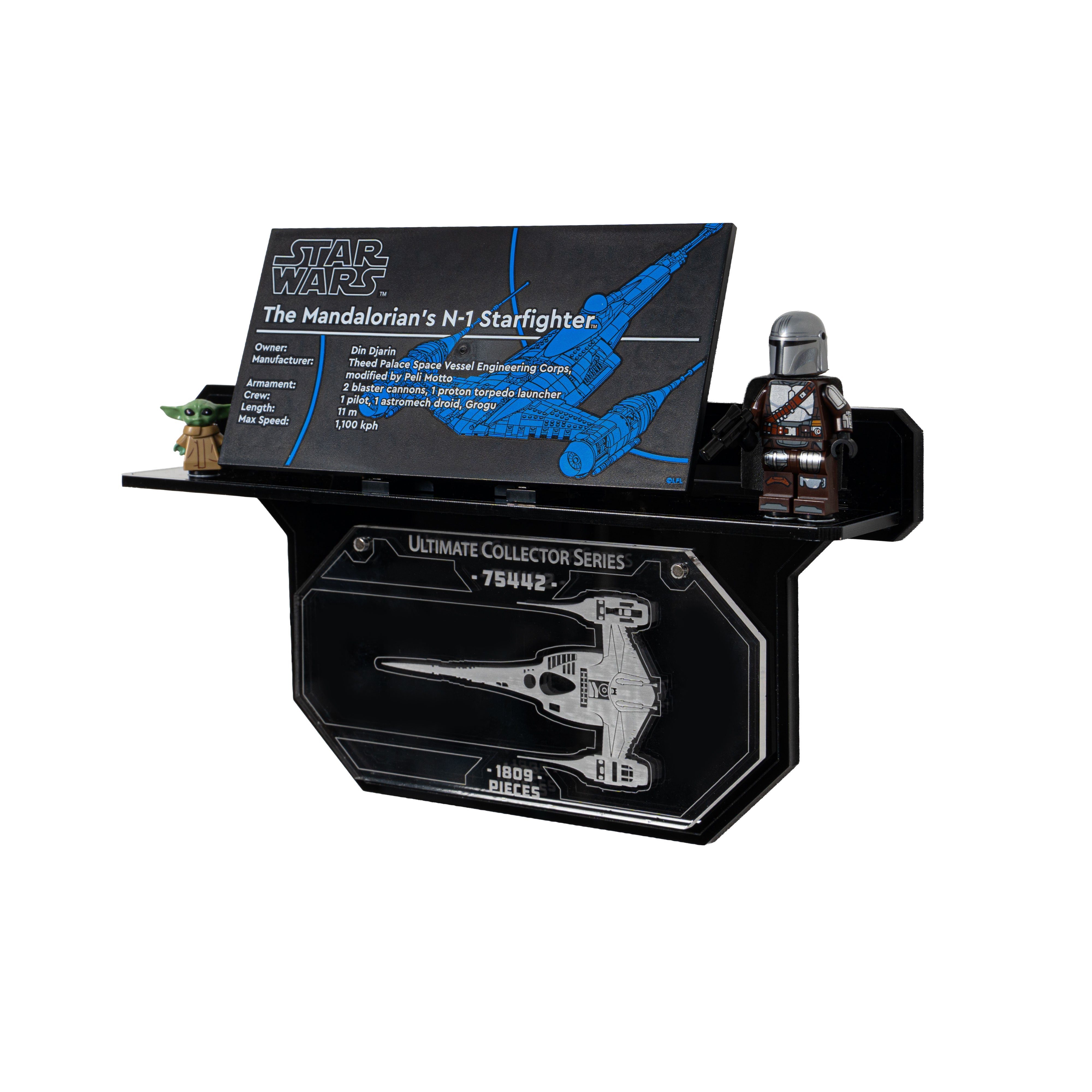 Wall Mounted Display Stand for LEGO® Star Wars™ The Mandalorian's N-1 Starfighter™ (75442)