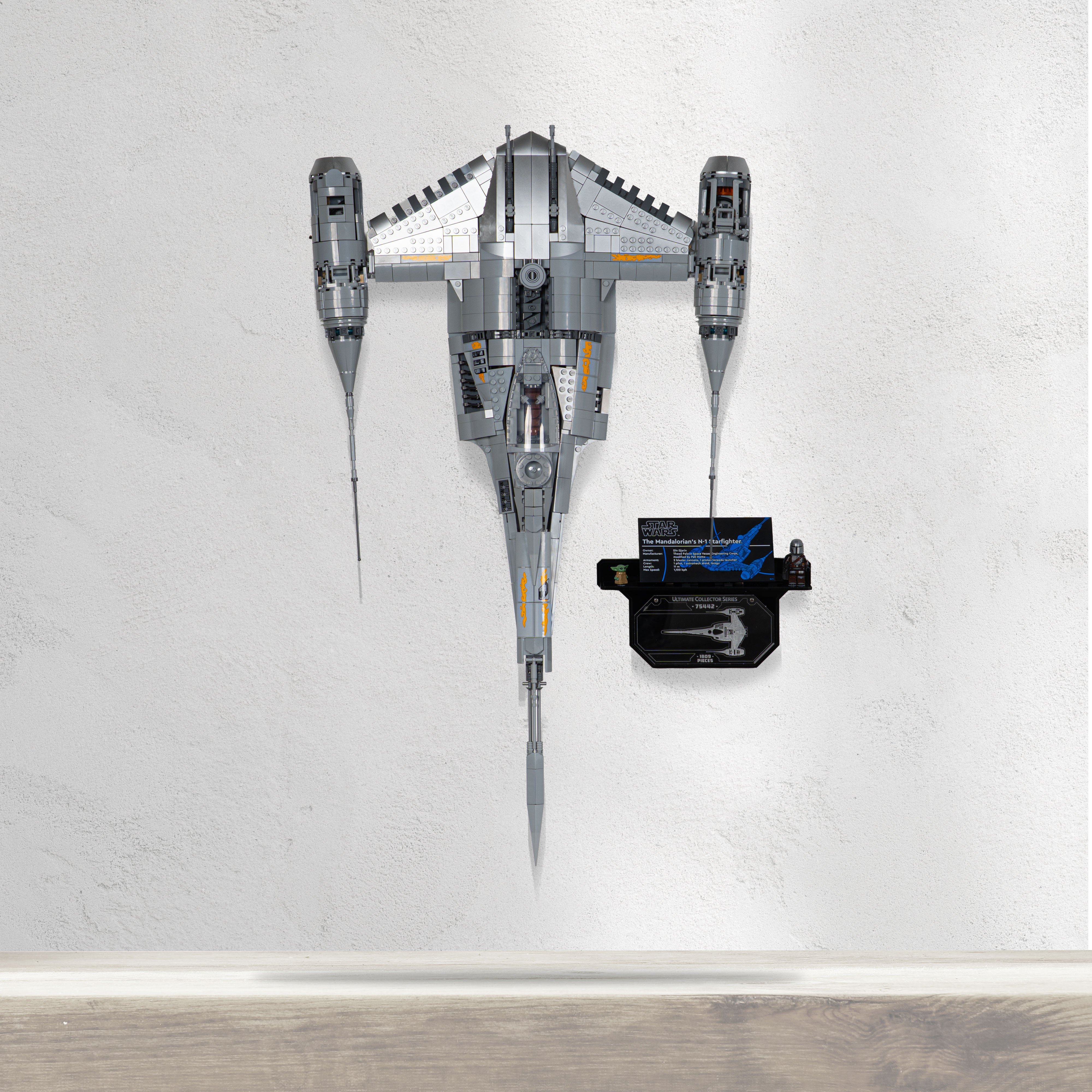 Wall Mounted Display Stand for LEGO® Star Wars™ The Mandalorian's N-1 Starfighter™ (75442)