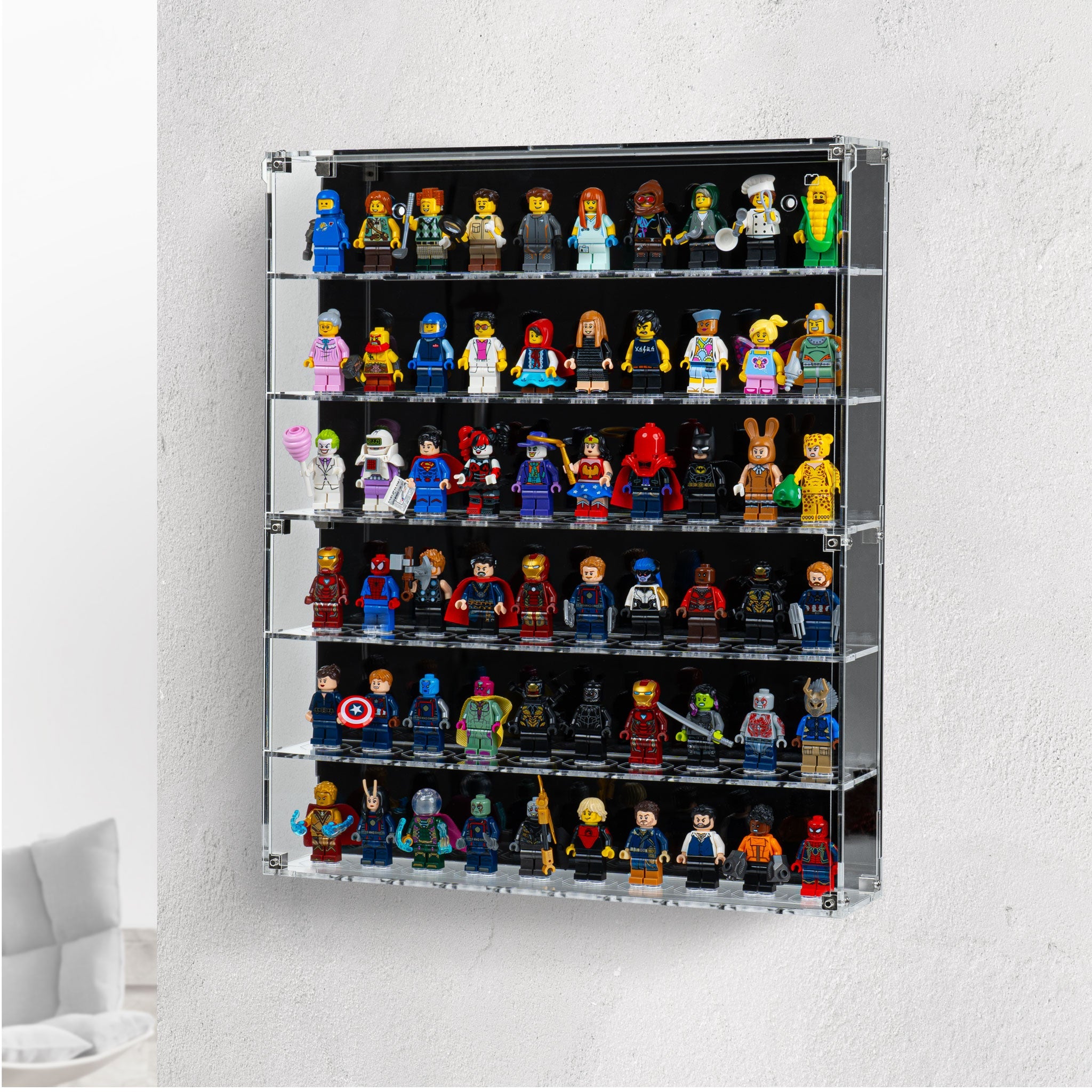 Wall Mounted Tiered Display Cases for LEGO® Minifigures