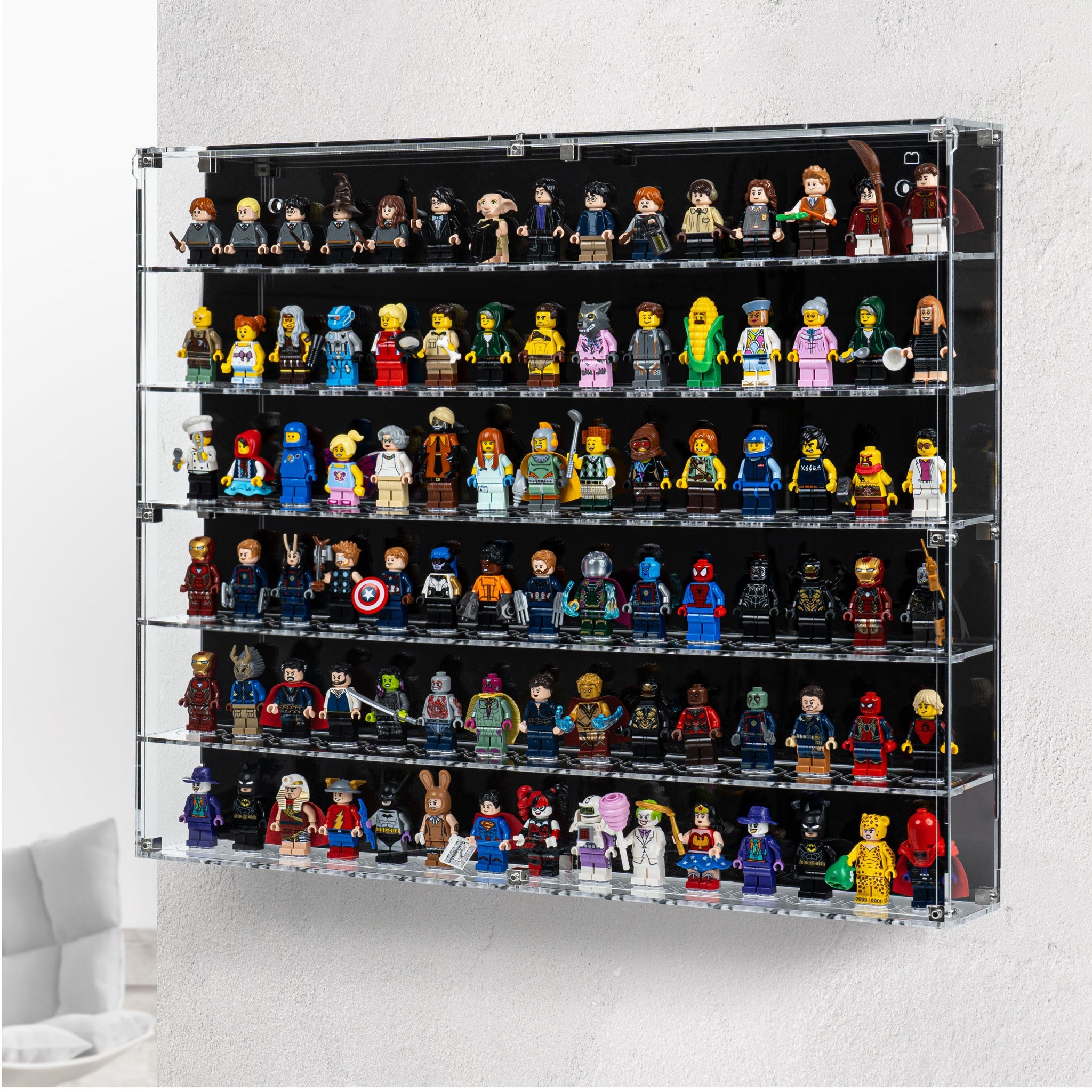Wall Mounted Tiered Display Cases for LEGO® Minifigures