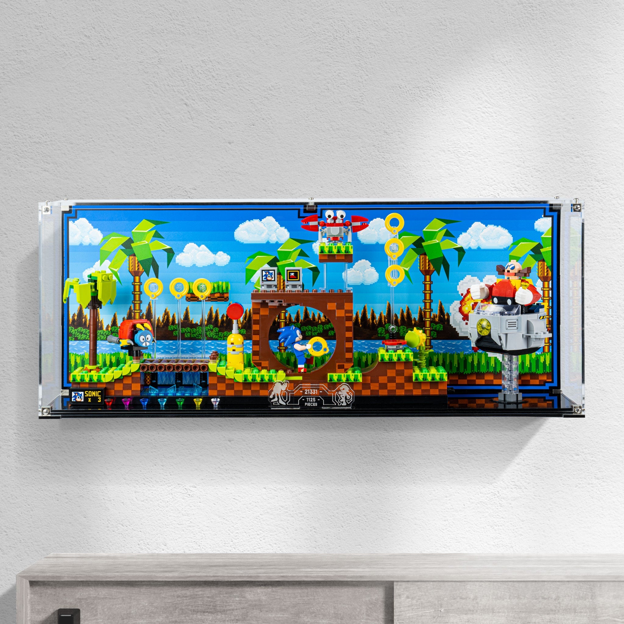 Wall Mounted Display Case for LEGO® IDEAS: Sonic the Hedgehog™ – Green Hill Zone (21331)