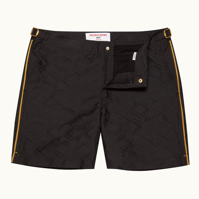 James Bond Gold Trim Jacquard Swim Shorts - By Orlebar Brown