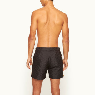 James Bond Gold Trim Jacquard Swim Shorts - By Orlebar Brown