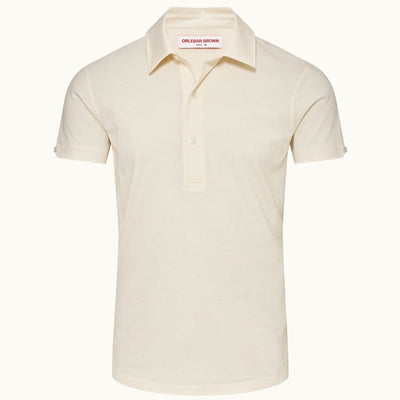 James Bond Cream Cotton Silk Polo Shirt - By Orlebar Brown