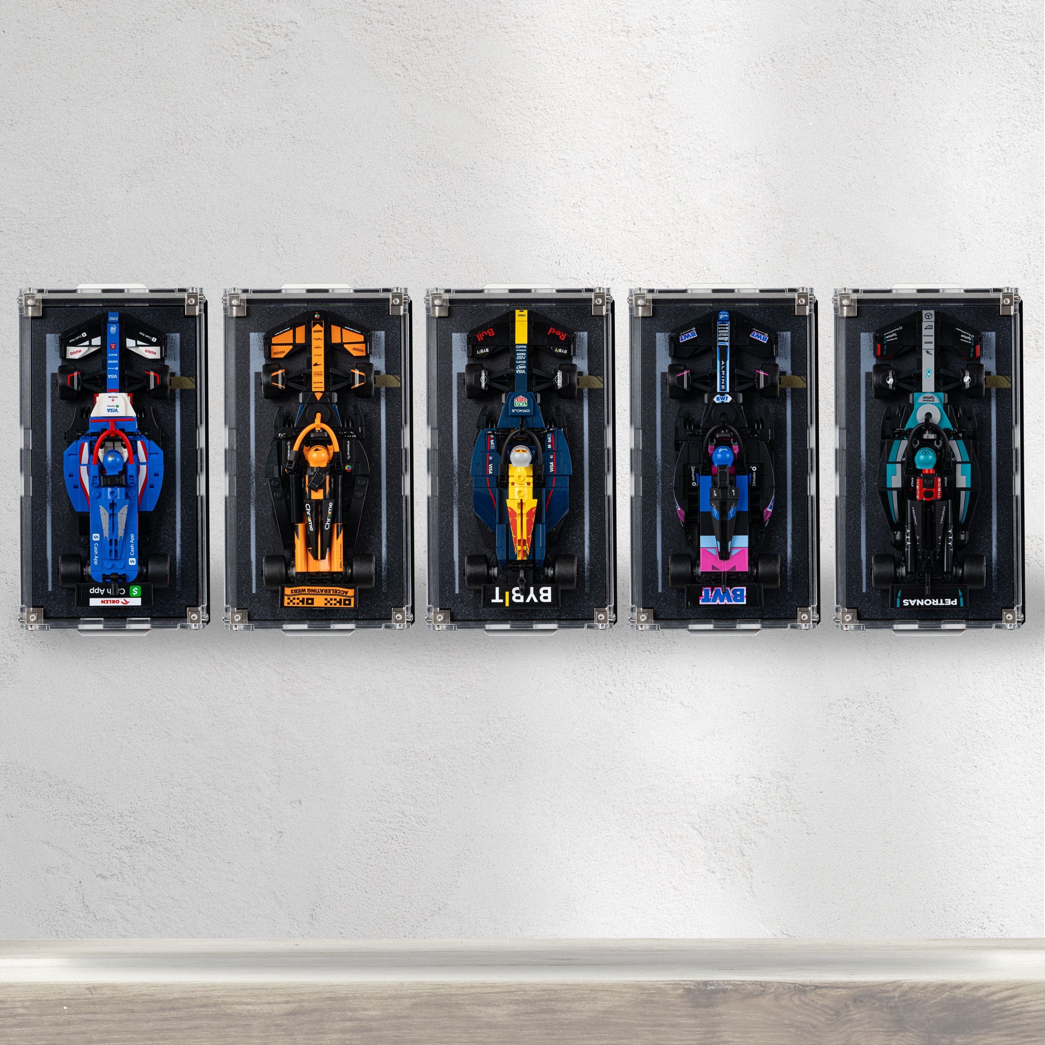 Wall Mountable Display Case for LEGO® Speed Champions: Formula 1 Range