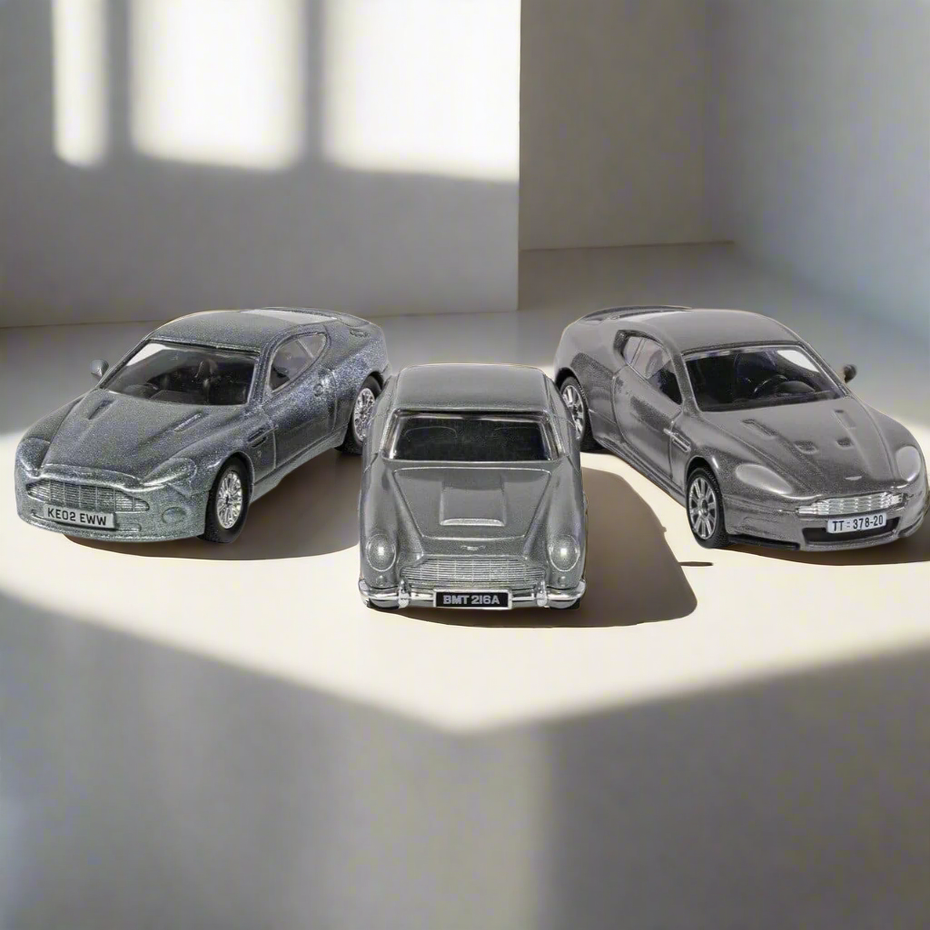 James Bond Aston Martin Model Car Trio - DB5, V12 Vanquish & DBS Edition - By Corgi
