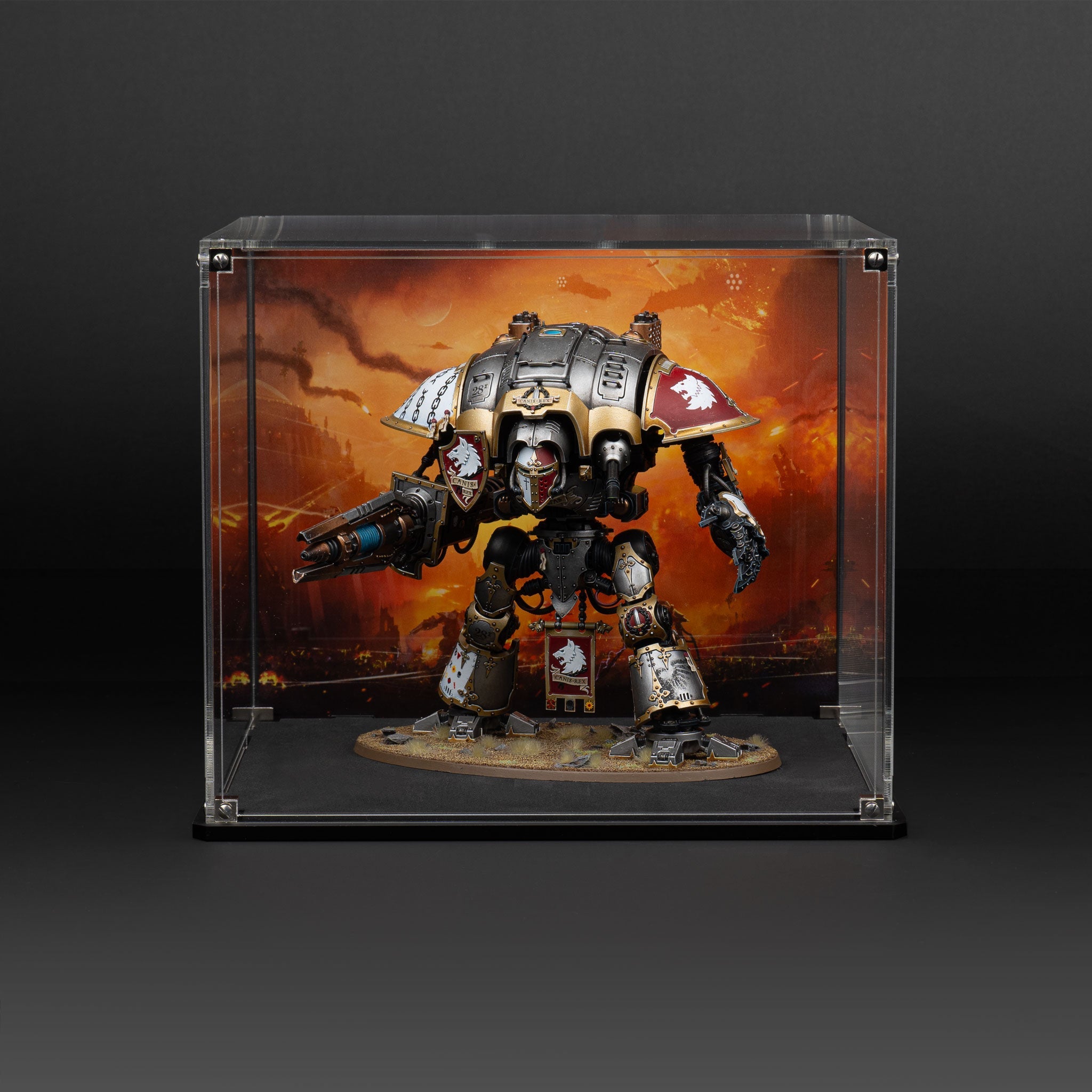 Oversized Miniature Display Case for Warhammer® with Endless War Background