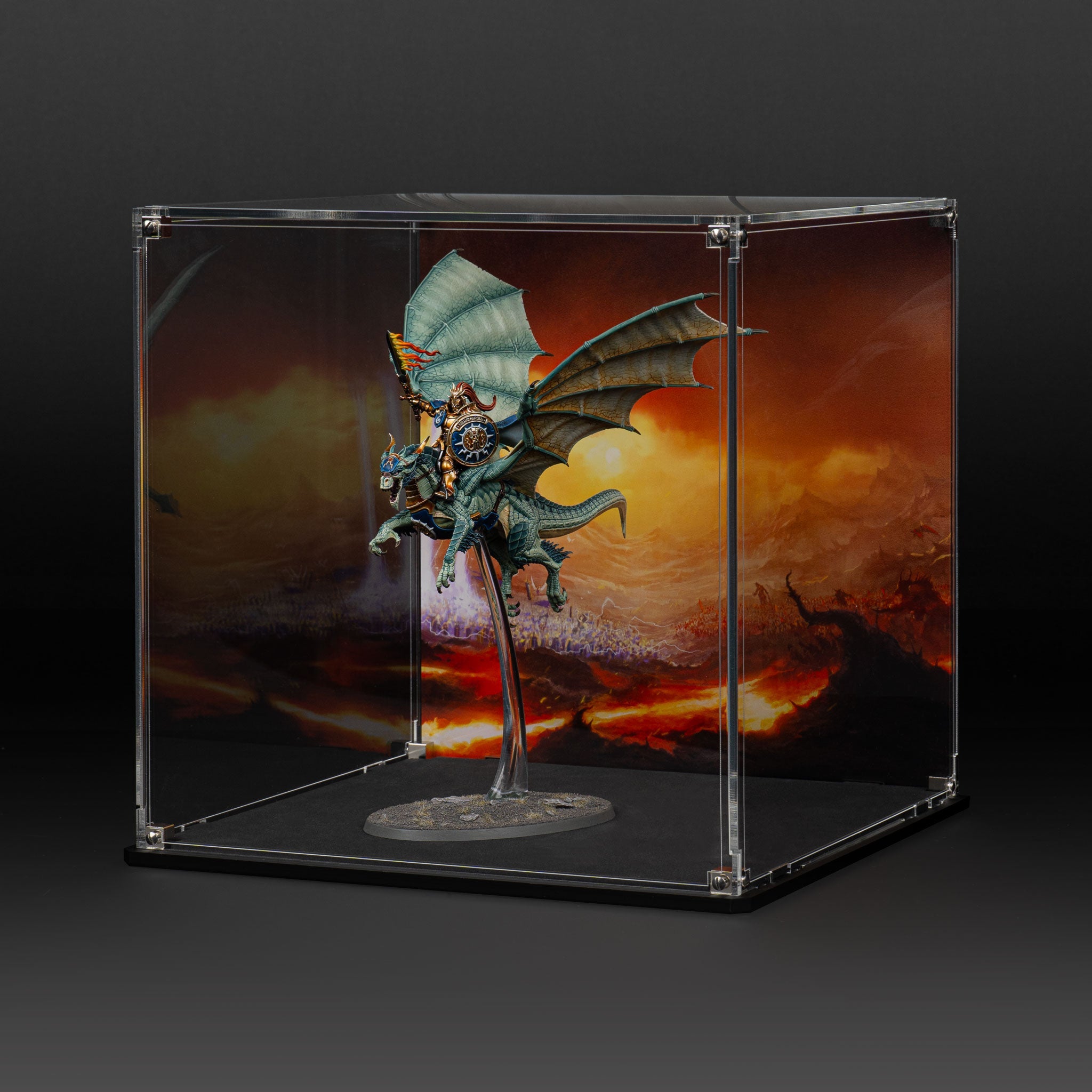 Oversized Miniature Display Case for Warhammer® with Eternal Conflict Background