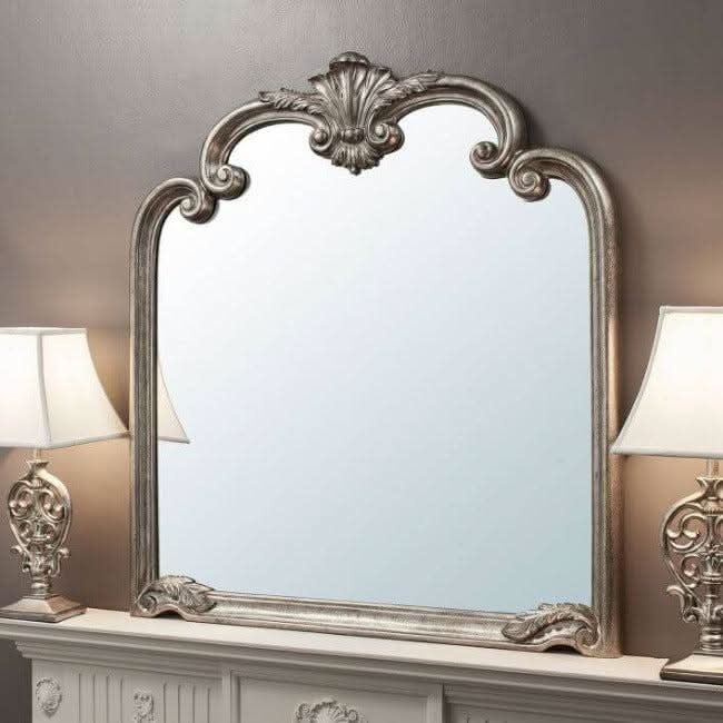 Ballagio Overmantle Mirror in  Silver Leaf 104cm x 115cm