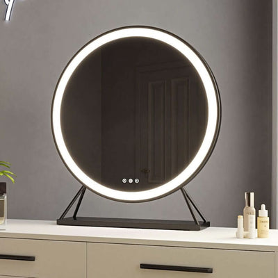 Grace Round Hollywood Mirror Black 60x67cm