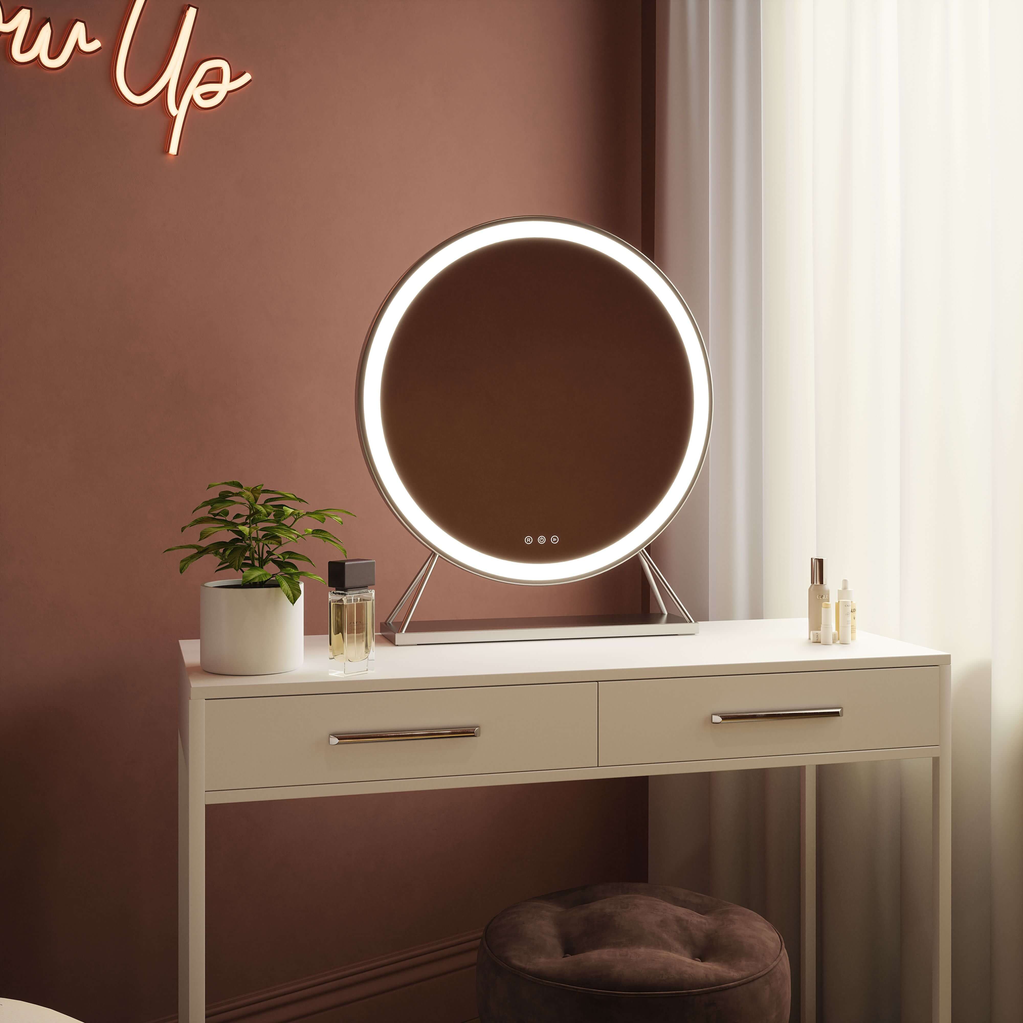 Isla Round Silver LED Mirror – 60cm Diameter