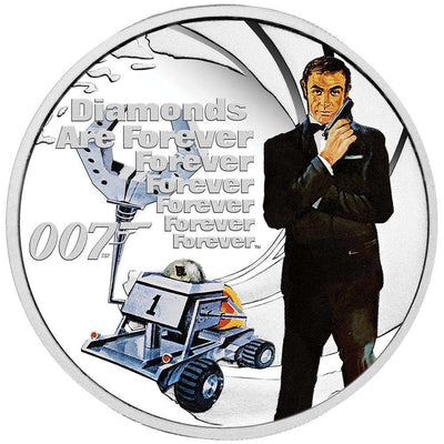 James Bond Diamonds Are Forever 1/2 oz Silver Proof Coin - By The Perth Mint
