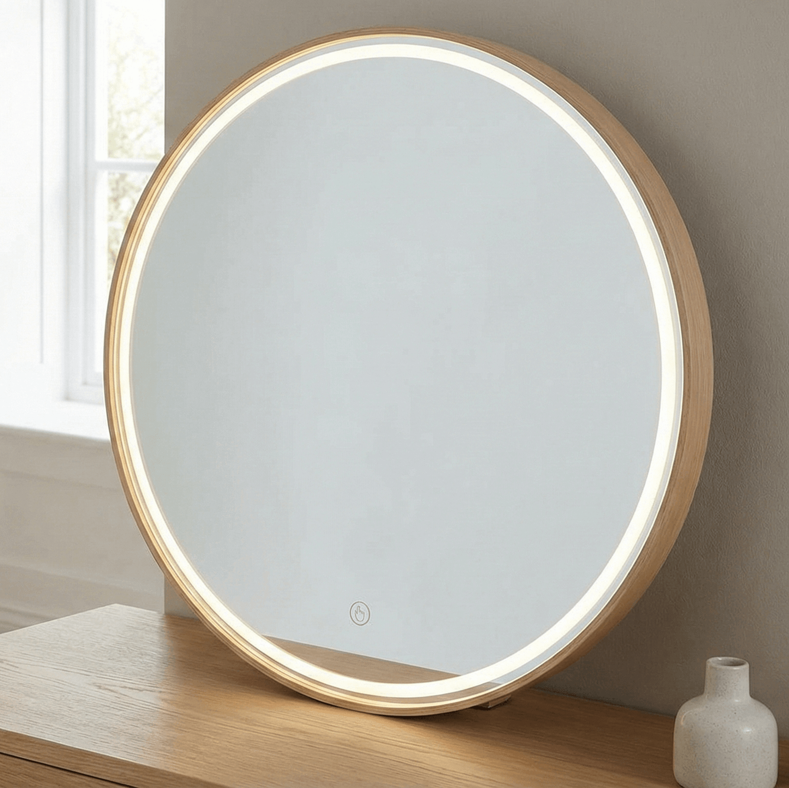 Pre Order End June Florence Round Oak Mirror 60cm