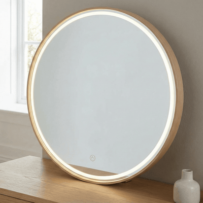 Pre Order End June Florence Round Oak Mirror 60cm