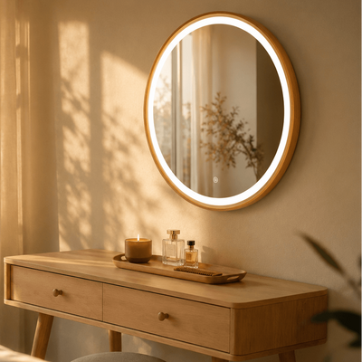 Pre Order End June Florence Round Oak Mirror 60cm