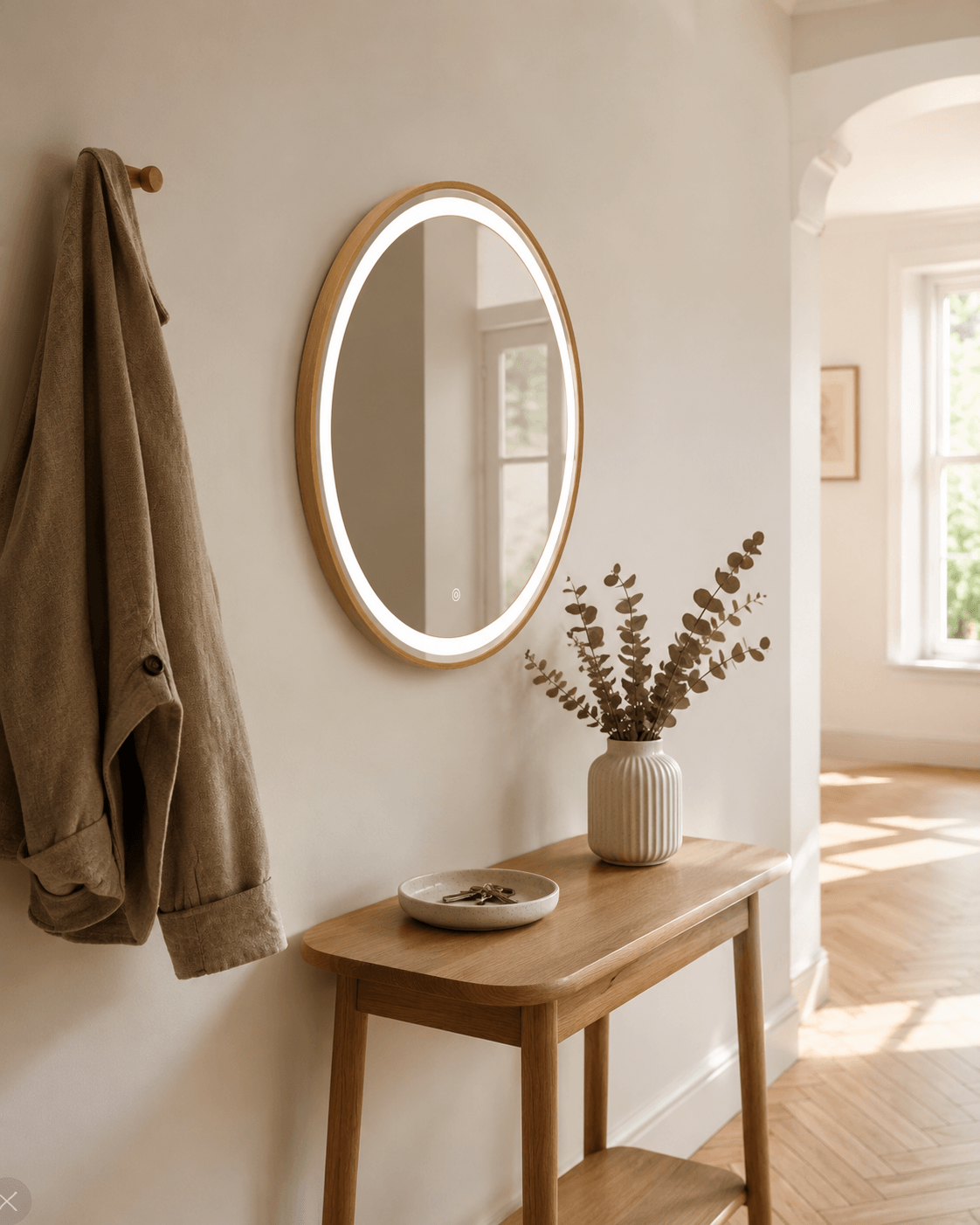 Pre Order End June Florence Round Oak Mirror 60cm