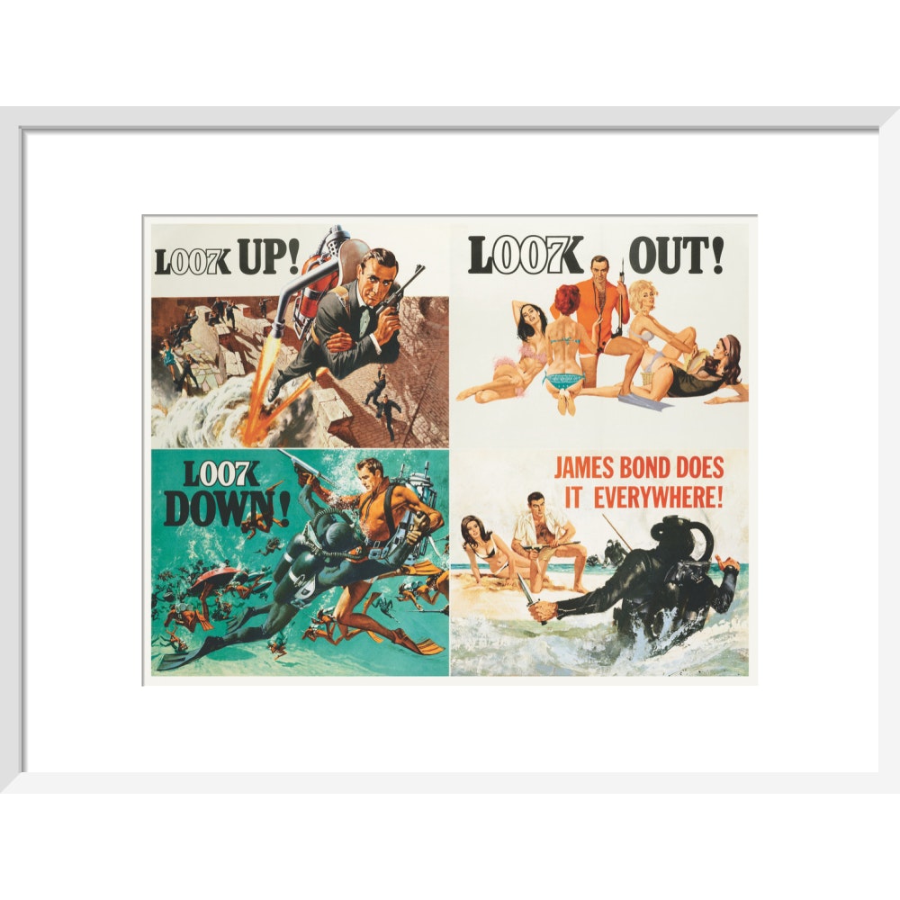 James Bond Thunderball Four-piece Framed Art Print - By King & McGaw