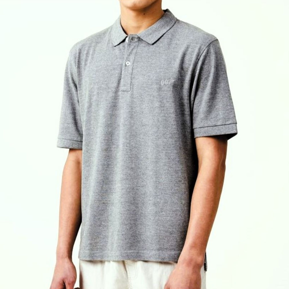 James Bond 007 Embroidered Cotton Polo Shirt - Grey Marl Edition