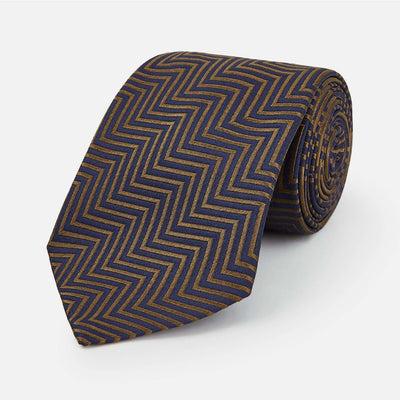 James Bond Zig Zag Silk Tie - The World Is Not Enough Edition - By Turnbull & Asser