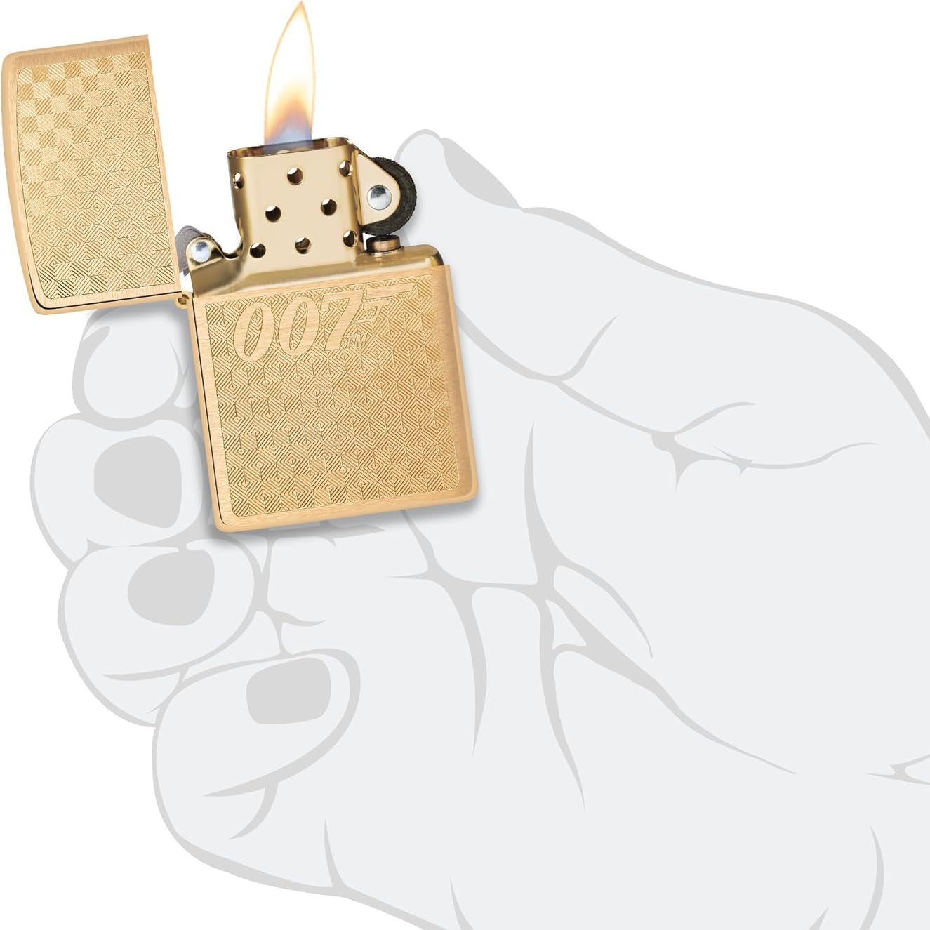 James Bond Zippo Lighter - Brass Checkerboard Edition